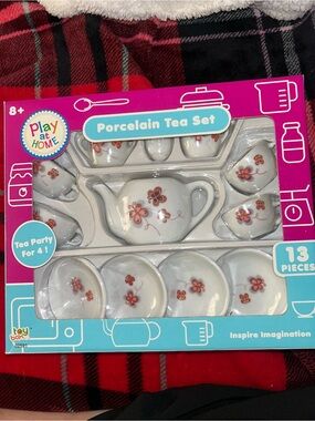 Porcelain Tea Set - White with Pink Floral Pattern